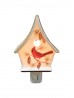 Porcelain Cardinal On Birdhouse Night Light With Gift Box